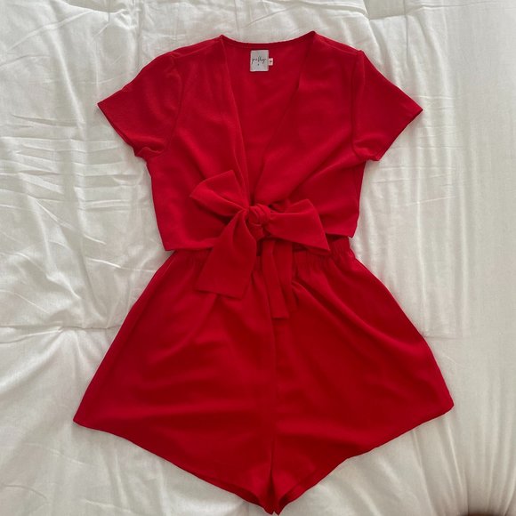 Princess Polly Sweet Sahara Tie Romper in Red - Picture 2 of 4